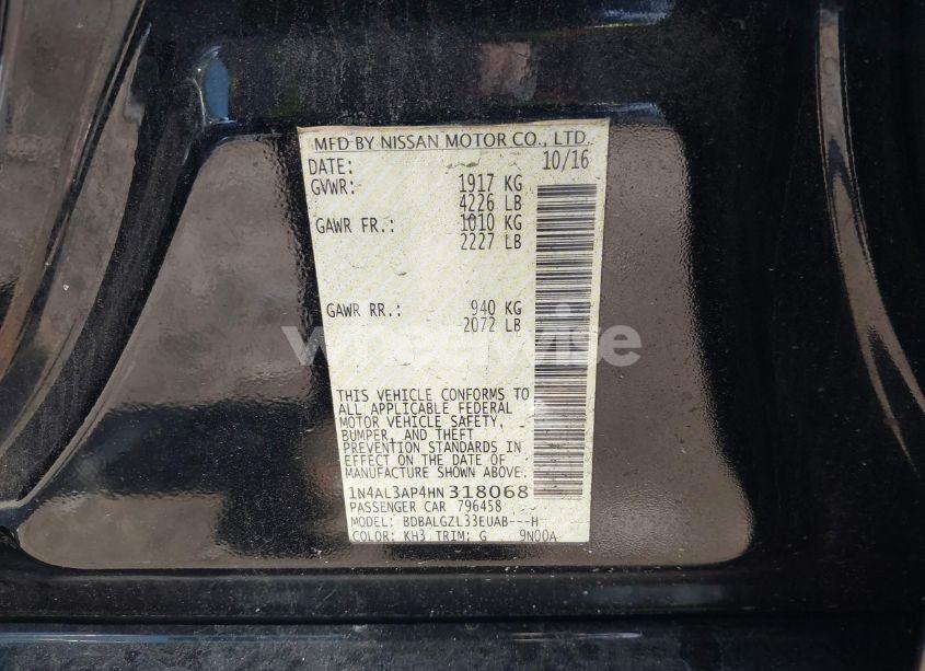 Photo 9 of 2017 Nissan Altima 2.5 S (VIN 1N4AL3AP4HN318068)