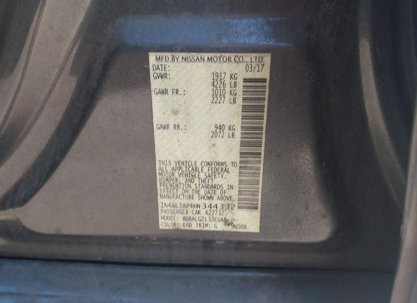 Photo 9 of 2017 Nissan Altima 2.5 S (VIN 1N4AL3AP4HN344332)