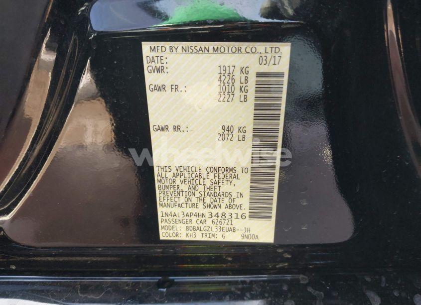 Photo 9 of 2017 Nissan Altima 2.5 S (VIN 1N4AL3AP4HN348316)