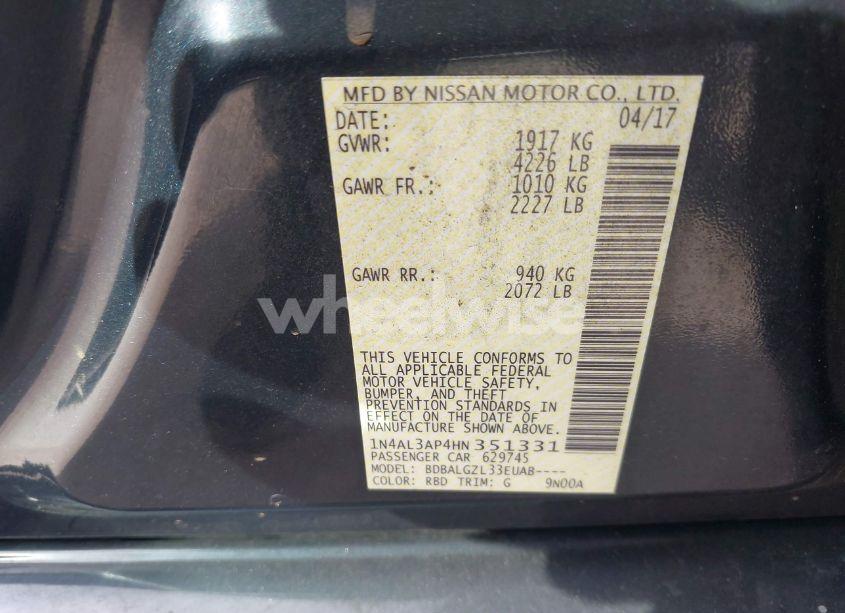 Photo 9 of 2017 Nissan Altima 2.5 S (VIN 1N4AL3AP4HN351331)