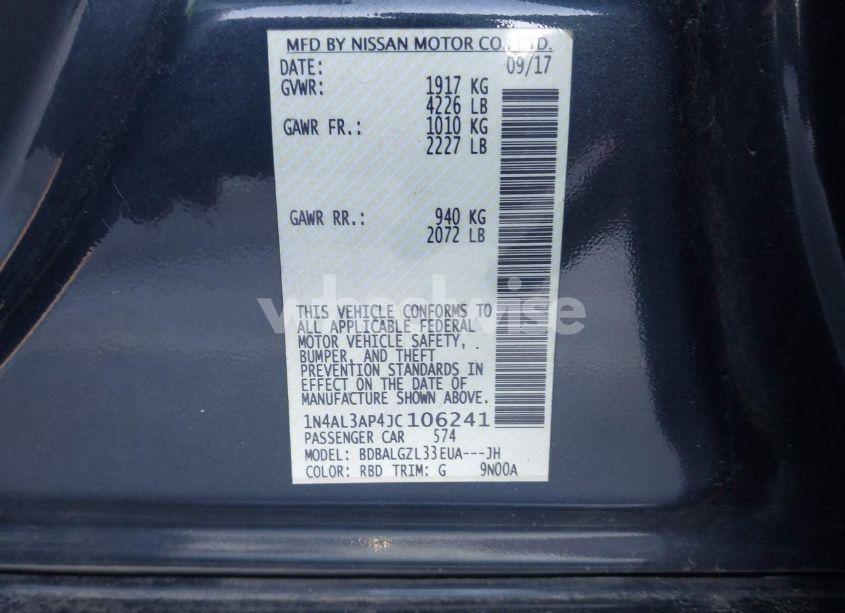 Photo 9 of 2018 Nissan Altima 2.5 S (VIN 1N4AL3AP4JC106241)