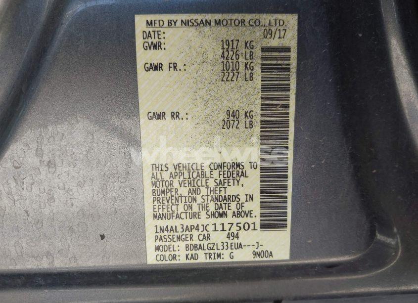 Photo 9 of 2018 Nissan Altima 2.5 S (VIN 1N4AL3AP4JC117501)