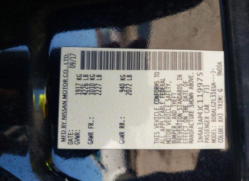 Photo 9 of 2018 Nissan Altima 2.5 S (VIN 1N4AL3AP4JC119975)