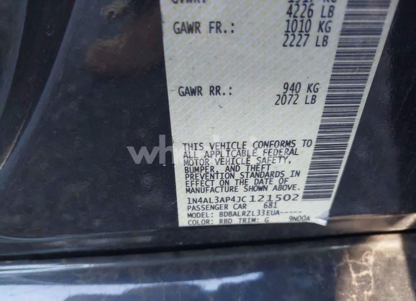 Photo 9 of 2018 Nissan Altima 2.5 SL (VIN 1N4AL3AP4JC121502)