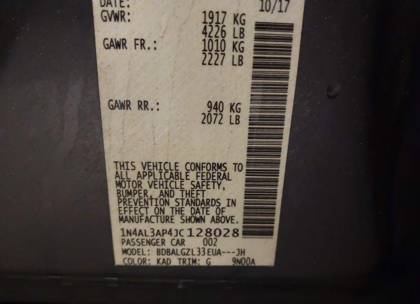 Photo 9 of 2018 Nissan Altima 2.5 S (VIN 1N4AL3AP4JC128028)