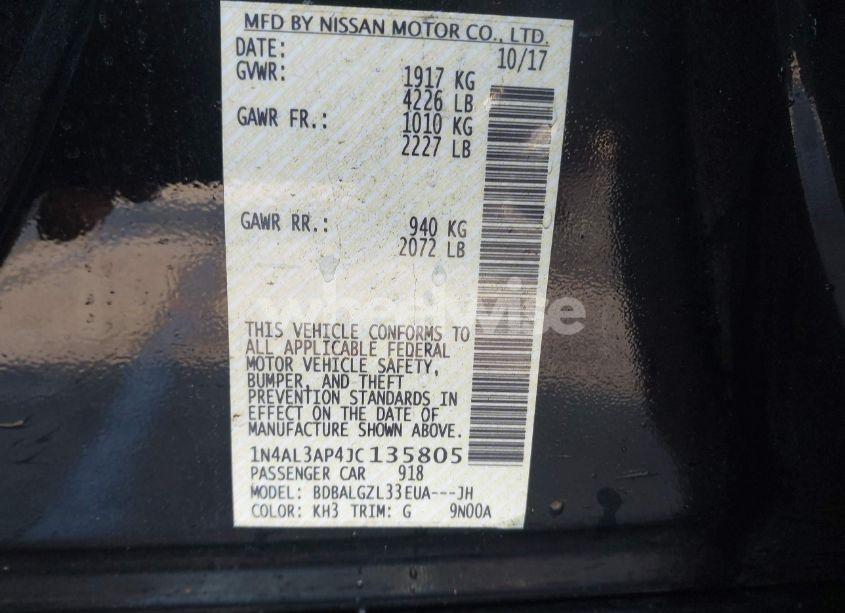 Photo 9 of 2018 Nissan Altima 2.5 S (VIN 1N4AL3AP4JC135805)