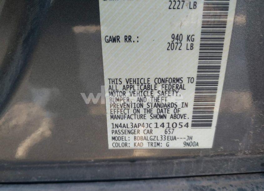 Photo 9 of 2018 Nissan Altima 2.5 S (VIN 1N4AL3AP4JC141054)