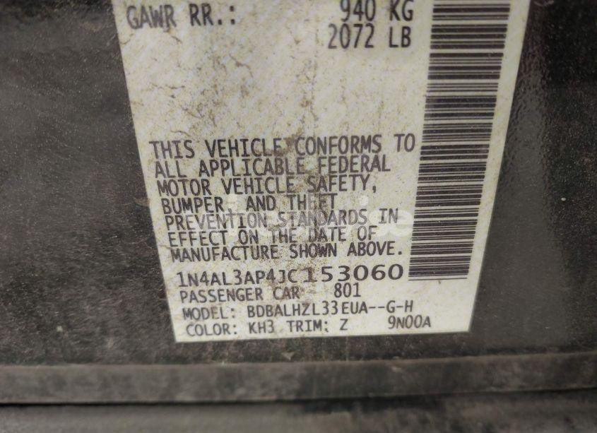 Photo 9 of 2018 Nissan Altima 2.5 SR (VIN 1N4AL3AP4JC153060)