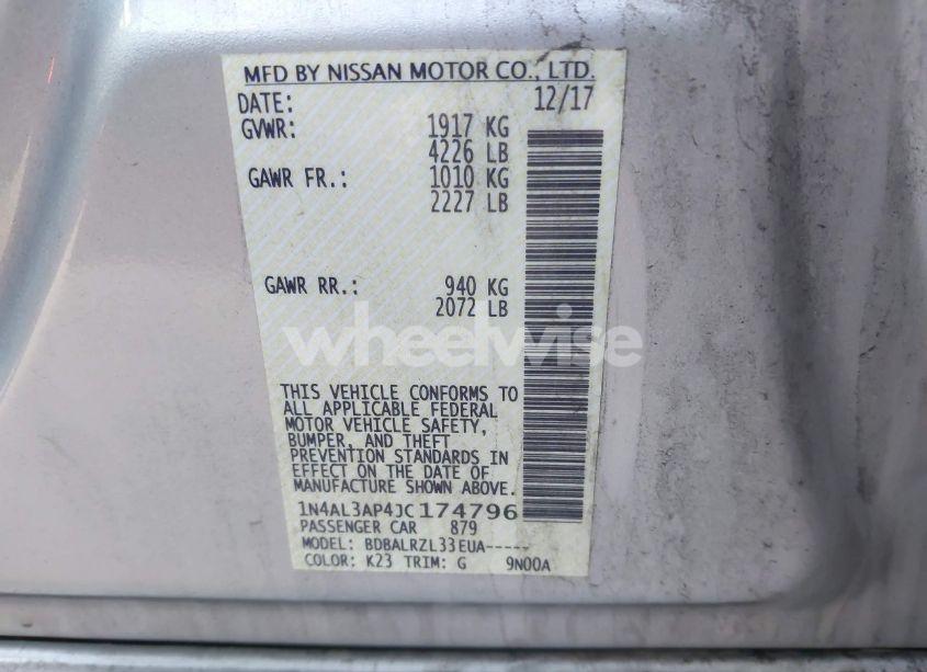 Photo 9 of 2018 Nissan Altima 2.5 SL (VIN 1N4AL3AP4JC174796)