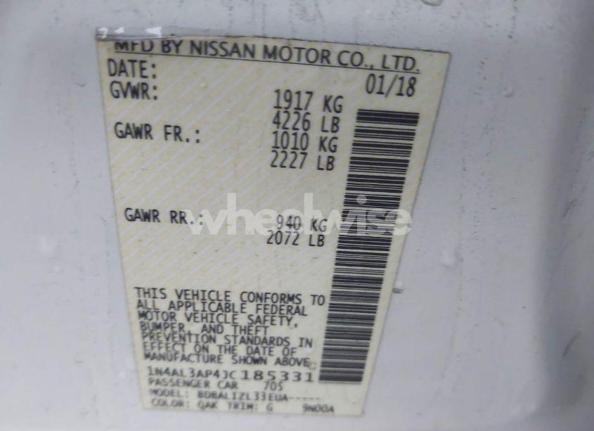 Photo 9 of 2018 Nissan Altima 2.5 SV (VIN 1N4AL3AP4JC185331)