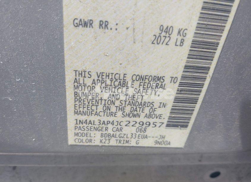 Photo 9 of 2018 Nissan Altima 2.5 S (VIN 1N4AL3AP4JC229957)