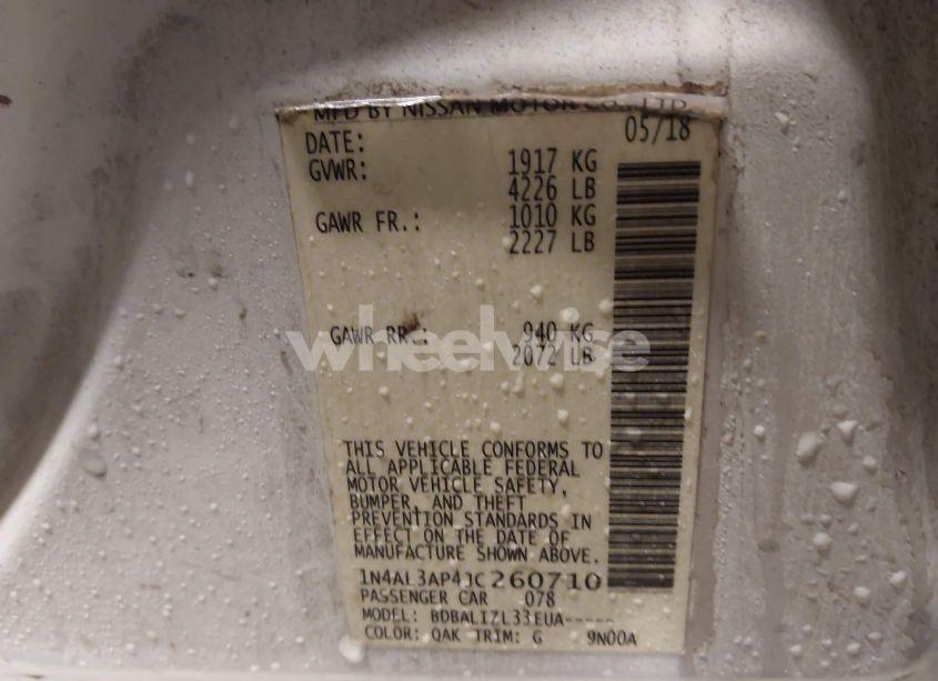 Photo 9 of 2018 Nissan Altima 2.5 SV (VIN 1N4AL3AP4JC260710)