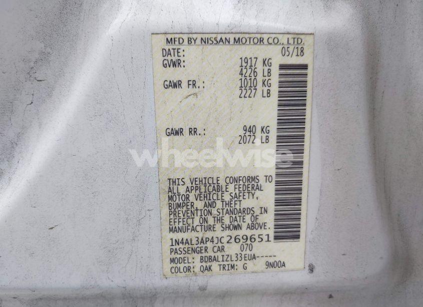 Photo 9 of 2018 Nissan Altima 2.5 SV (VIN 1N4AL3AP4JC269651)