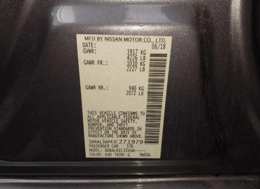 Photo 9 of 2018 Nissan Altima 2.5 SL (VIN 1N4AL3AP4JC271979)