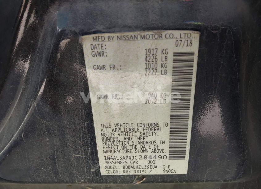 Photo 9 of 2018 Nissan Altima 2.5 SR (VIN 1N4AL3AP4JC284490)