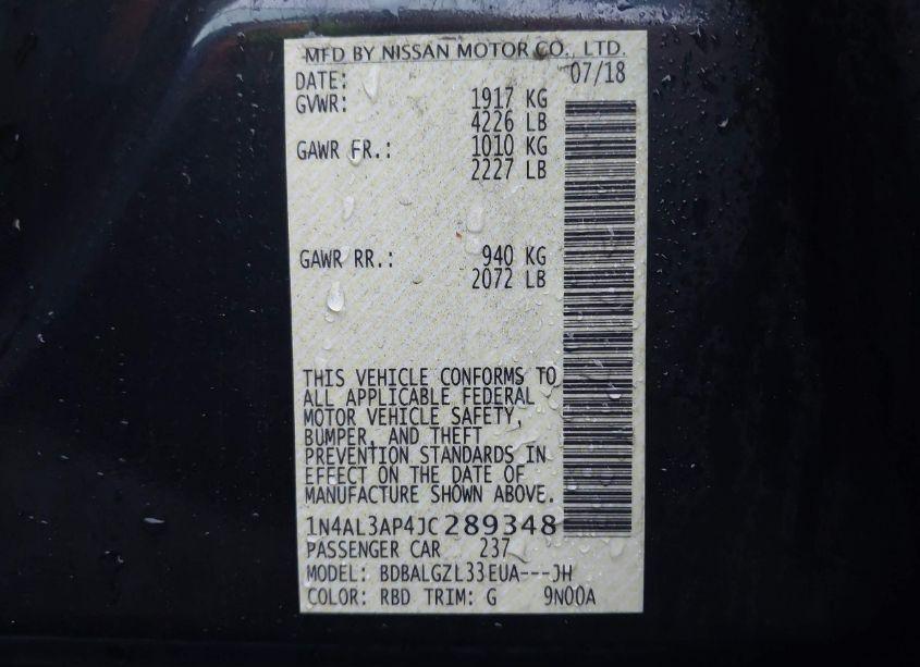 Photo 9 of 2018 Nissan Altima 2.5 S (VIN 1N4AL3AP4JC289348)