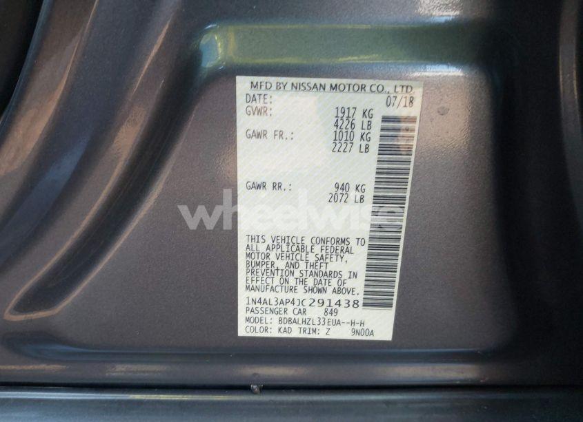 Photo 9 of 2018 Nissan Altima 2.5 SR (VIN 1N4AL3AP4JC291438)