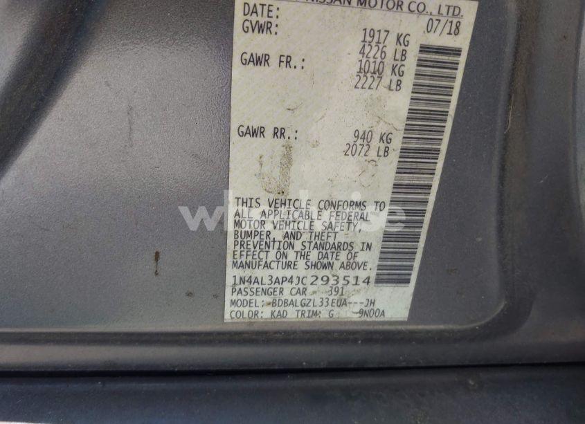 Photo 9 of 2018 Nissan Altima 2.5 S (VIN 1N4AL3AP4JC293514)