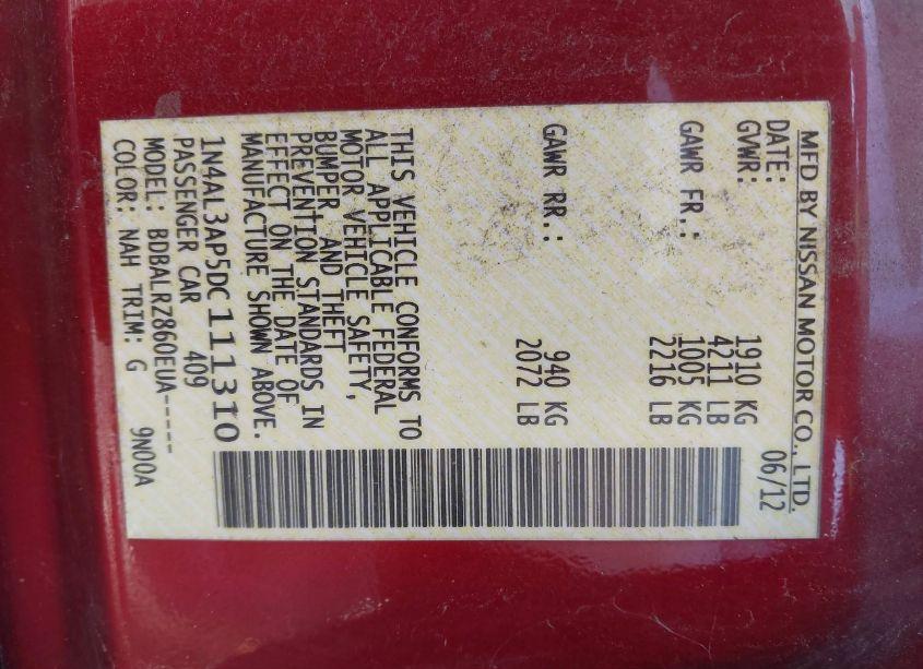 Photo 9 of 2013 Nissan Altima 2.5 S (VIN 1N4AL3AP5DC111310)