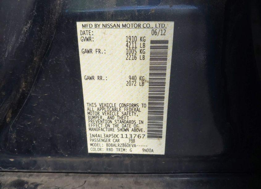 Photo 9 of 2013 Nissan Altima 2.5 S (VIN 1N4AL3AP5DC113767)