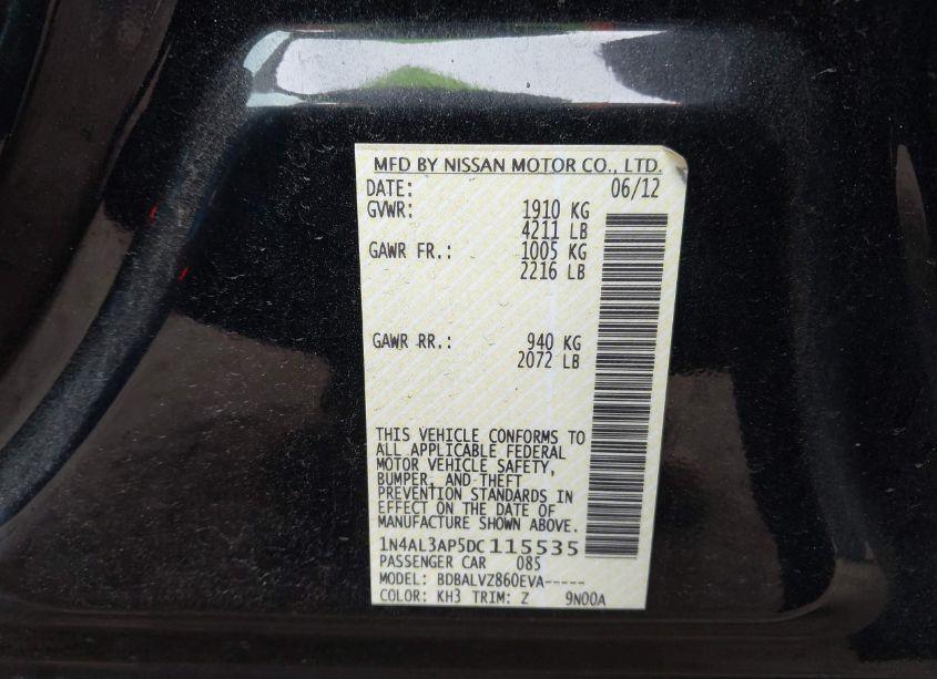 Photo 9 of 2013 Nissan Altima 2.5 SL (VIN 1N4AL3AP5DC115535)