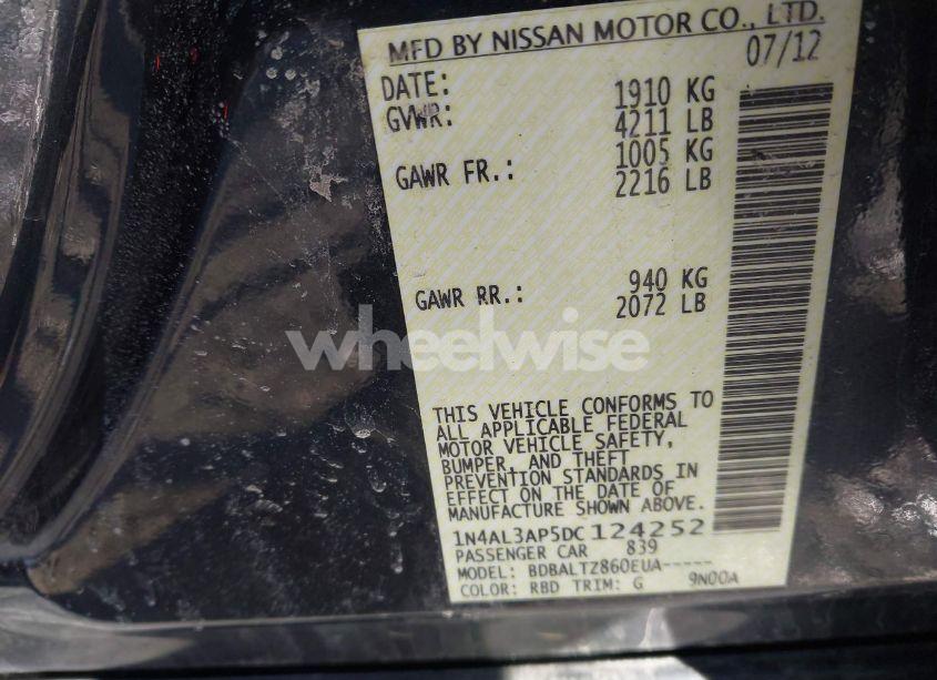 Photo 9 of 2013 Nissan Altima 2.5 SV (VIN 1N4AL3AP5DC124252)