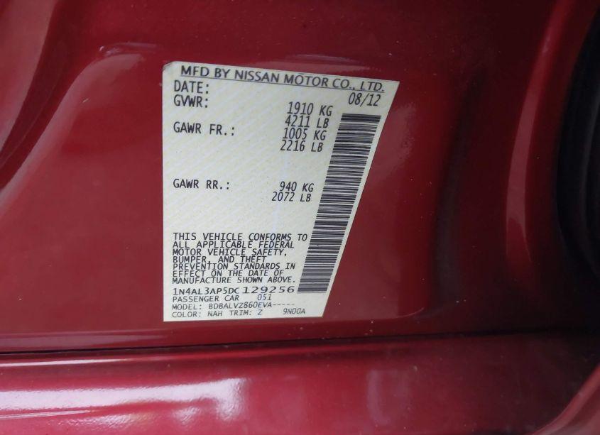 Photo 9 of 2013 Nissan Altima 2.5 SL (VIN 1N4AL3AP5DC129256)