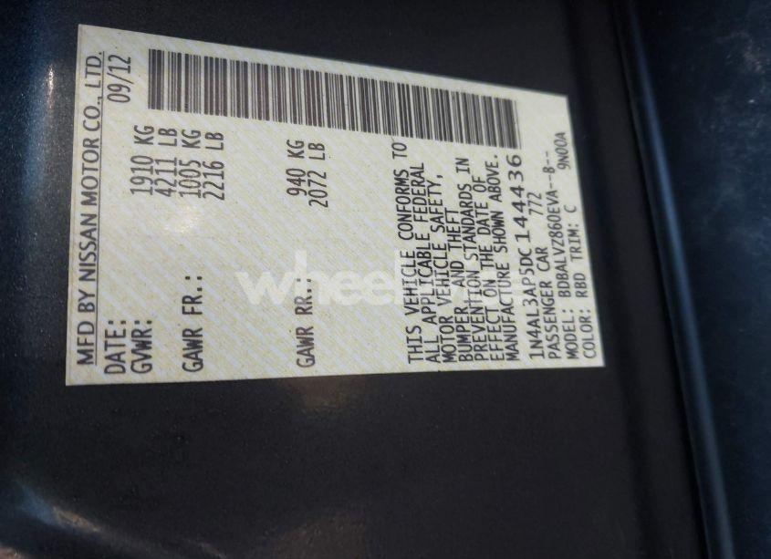 Photo 9 of 2013 Nissan Altima 2.5 SL (VIN 1N4AL3AP5DC144436)