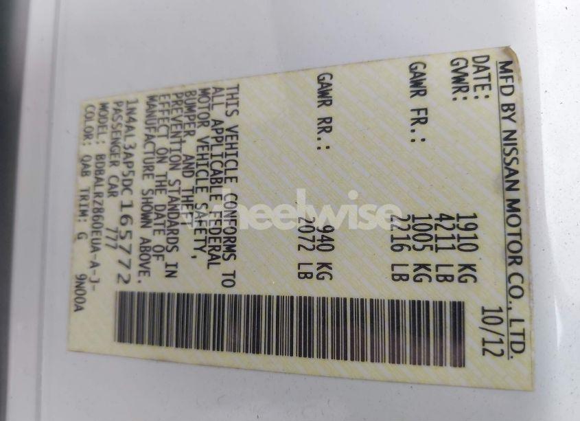 Photo 9 of 2013 Nissan Altima 2.5 S (VIN 1N4AL3AP5DC165772)