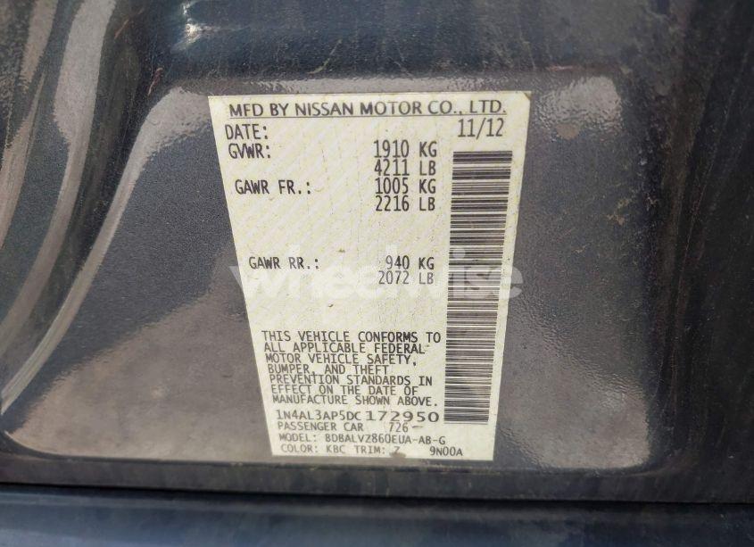 Photo 9 of 2013 Nissan Altima 2.5 SL (VIN 1N4AL3AP5DC172950)