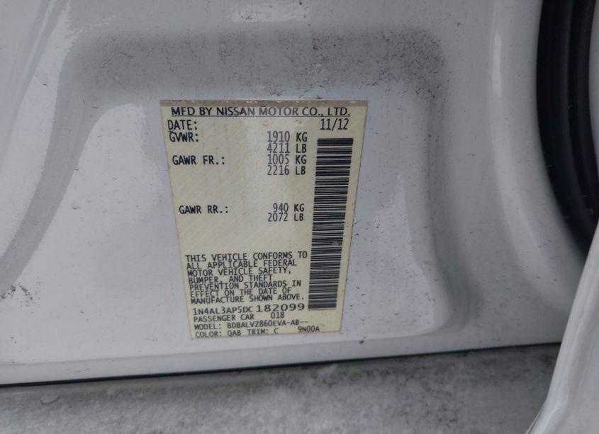 Photo 9 of 2013 Nissan Altima 2.5 SL (VIN 1N4AL3AP5DC182099)