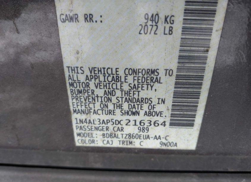 Photo 9 of 2013 Nissan Altima 2.5 SV (VIN 1N4AL3AP5DC216364)