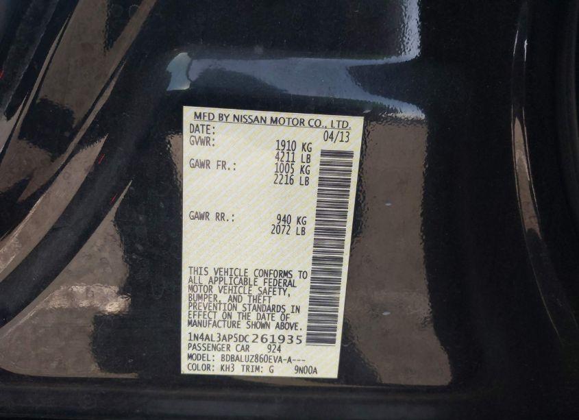 Photo 9 of 2013 Nissan Altima 2.5 SV (VIN 1N4AL3AP5DC261935)