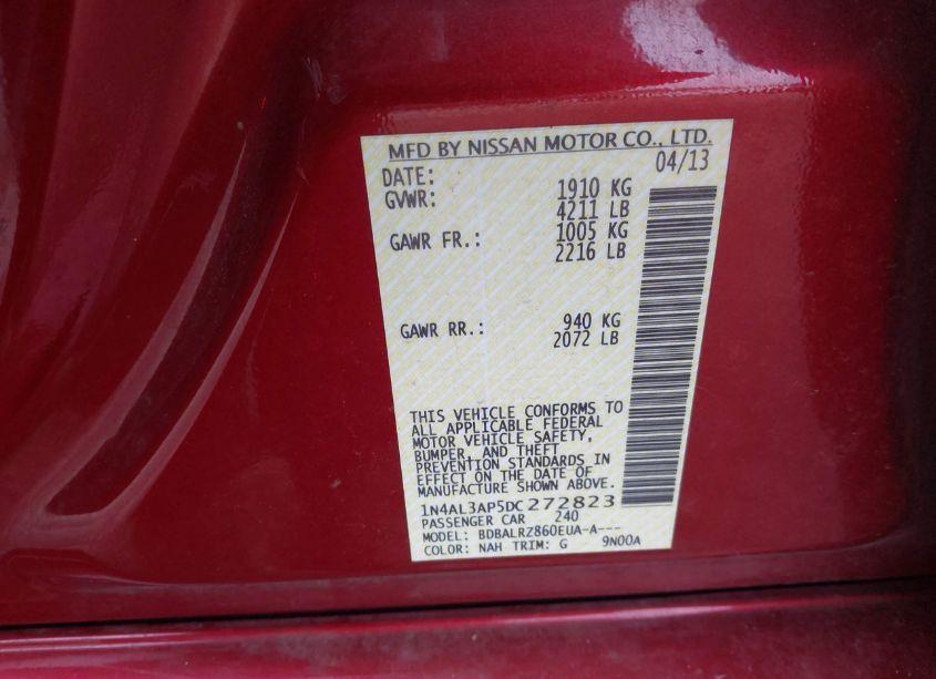 Photo 9 of 2013 Nissan Altima 2.5 S (VIN 1N4AL3AP5DC272823)