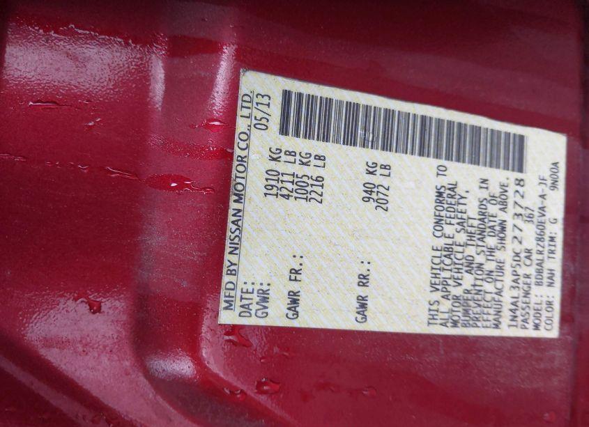 Photo 9 of 2013 Nissan Altima 2.5 S (VIN 1N4AL3AP5DC273728)