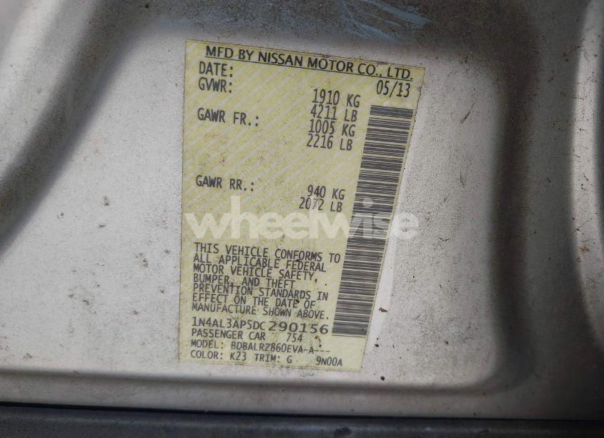 Photo 9 of 2013 Nissan Altima 2.5 S (VIN 1N4AL3AP5DC290156)