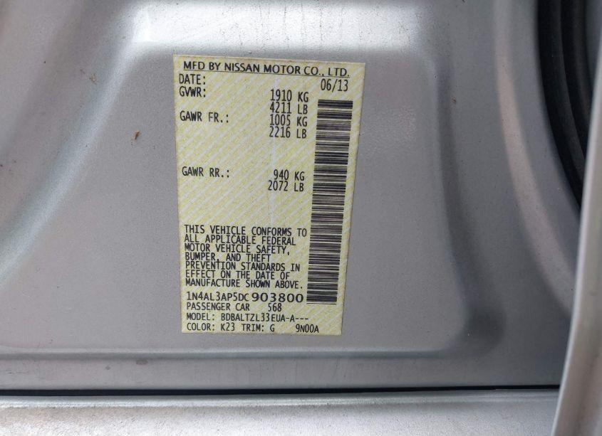 Photo 9 of 2013 Nissan Altima 2.5 SV (VIN 1N4AL3AP5DC903800)