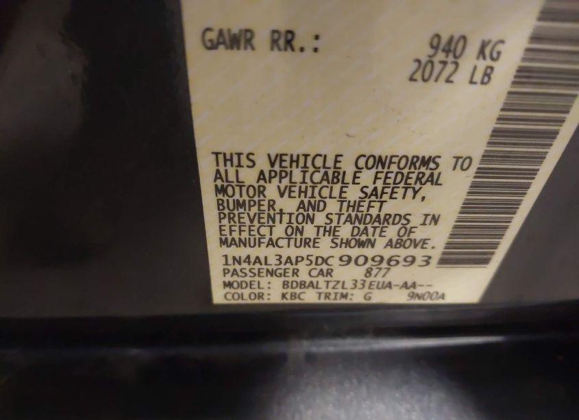 Photo 9 of 2013 Nissan Altima 2.5 SV (VIN 1N4AL3AP5DC909693)