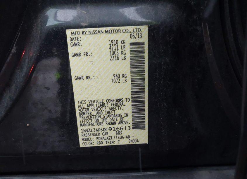 Photo 9 of 2013 Nissan Altima 2.5 SL (VIN 1N4AL3AP5DC916613)