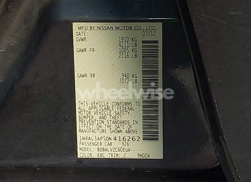 Photo 9 of 2013 Nissan Altima 2.5 SL (VIN 1N4AL3AP5DN416262)