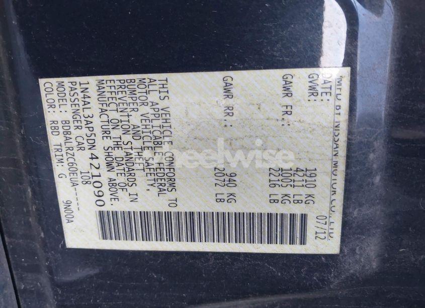 Photo 9 of 2013 Nissan Altima 2.5 S (VIN 1N4AL3AP5DN421090)