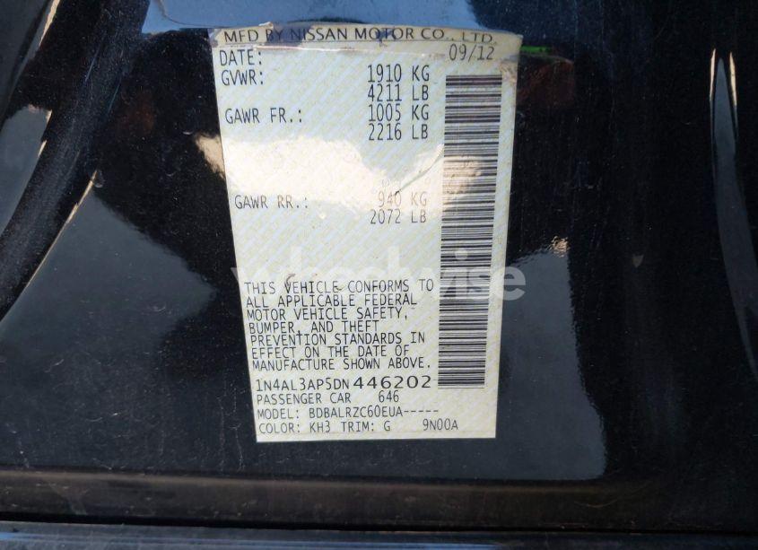 Photo 9 of 2013 Nissan Altima 2.5 S (VIN 1N4AL3AP5DN446202)