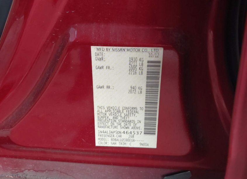 Photo 9 of 2013 Nissan Altima 2.5 SV (VIN 1N4AL3AP5DN464537)