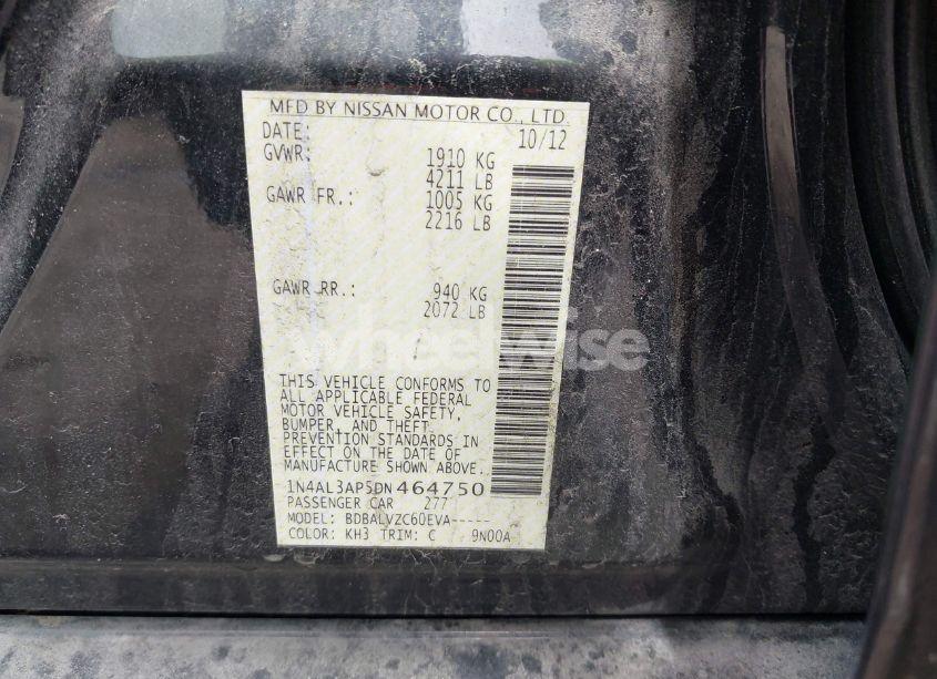 Photo 9 of 2013 Nissan Altima 2.5 SL (VIN 1N4AL3AP5DN464750)