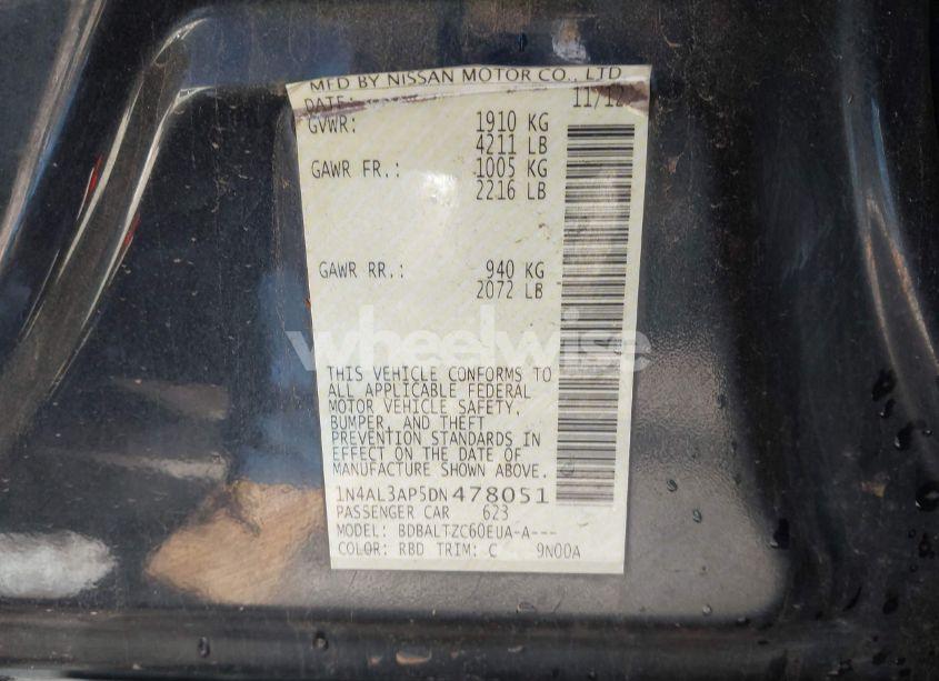 Photo 9 of 2013 Nissan Altima 2.5 SV (VIN 1N4AL3AP5DN478051)