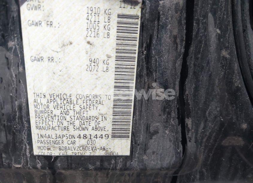 Photo 9 of 2013 Nissan Altima 2.5 SL (VIN 1N4AL3AP5DN481449)