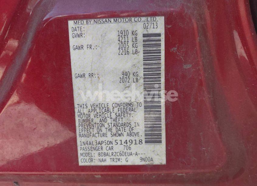 Photo 9 of 2013 Nissan Altima 2.5 S (VIN 1N4AL3AP5DN514918)