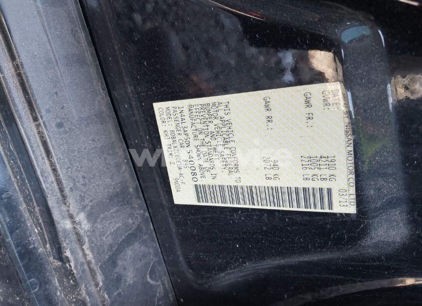 Photo 9 of 2013 Nissan Altima 2.5 SL (VIN 1N4AL3AP5DN540080)