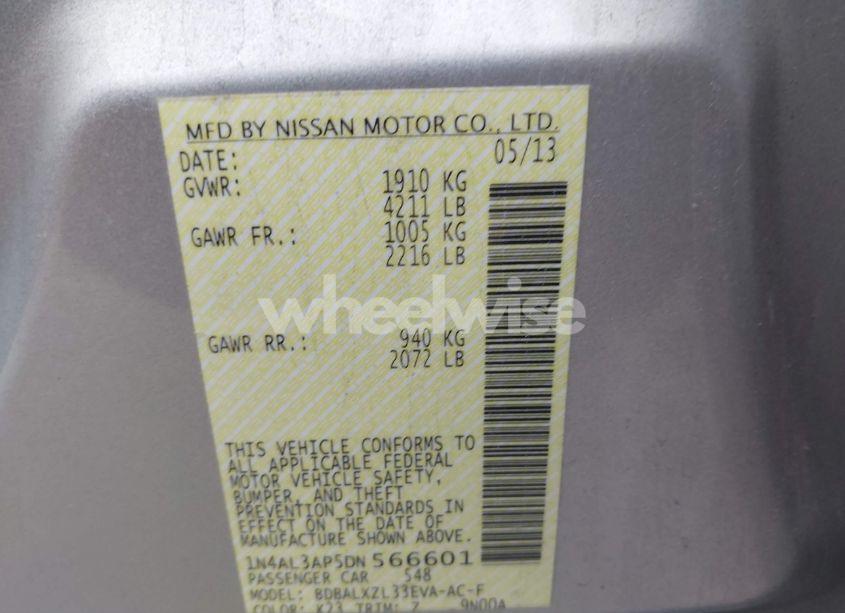 Photo 9 of 2013 Nissan Altima 2.5 SL (VIN 1N4AL3AP5DN566601)