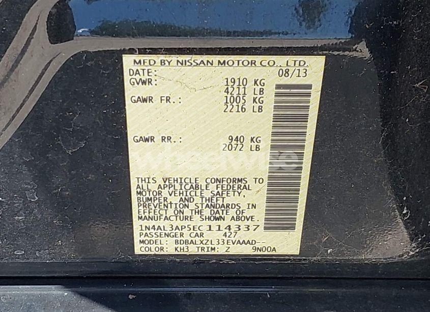 Photo 9 of 2014 Nissan Altima 2.5 SL (VIN 1N4AL3AP5EC114337)